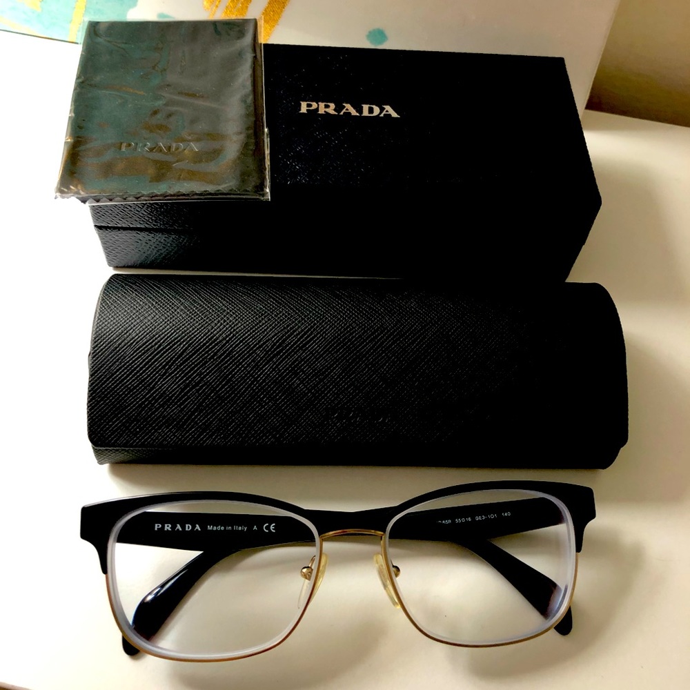 Prada Women’s Black Gold Eyeglasses
